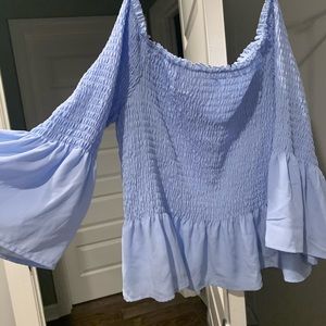 Blue Off The Shoulder Blouse